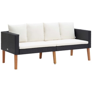 vidaXL Loungesofa 2-Sitzer-Gartensofa mit Auflagen Poly Rattan Schwarz, 1 Teile schwarz