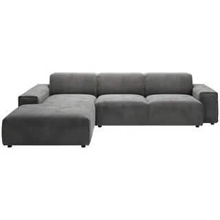 Pure Home Lifestyle Ecksofa 9125, Dunkelgrau, Kunststoff, 4-Sitzer, Ottomane links, L-Form, 300x189 cm, Goldenes M, Made in EU, Oeko-Tex® Standard 100, DGM-Emissionslabel, seitenverkehrt erhältlich, Hocker erhältlich, Wohnzimmer, Sofas & Couches, Wohnlandschaften, Ecksofas