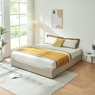 [en.casa] Polsterbett Nola mit Matratze und Bettkasten 160 x 200 cm)
