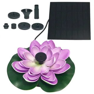 Solar Springbrunnen Lotus Brunnen, Teichpumpe mit 7 Düsen, Gartendeko Lotus Deko,Teichbrunnen Wasserpumpe für Garten,Terrassen,Pool (1.2W Lila)