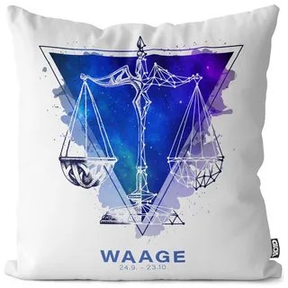 VOID Sternzeichen Sterne Horoskop Waage Kissenbezug Kissenhülle Polyester wasserfest Outdoor Indoor, Kissen Größe:40 x 40 cm