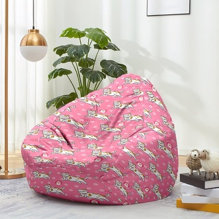FANSU 3D Dinosaurier und Katzen Sitzsack Waschbar Sitzsack Ohne Füllung Sitzsäcke für Kinder Erwachsene Sitzsack Outdoor Indoor Stofftier Aufbewahrung mit Reißverschlus (100x120cm,Rosa)