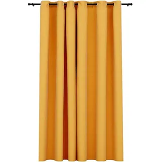 vidaXL Vorhang Verdunkelung mit Ösen Leinenoptik Verdunkelungsvorhang Kräuselband Thermo Gardine Blickdicht Thermovorhang Gelb 290x245cm