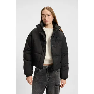 Steppjacke HUGO "Faren", Damen, Gr. L (40), schwarz (schwarz 001), Web, Obermaterial: 100% Polyamid, unifarben, kurz, elastischer Bund, Jacken Steppjacke, Relaxed Fit, mit verstellbarem Saum