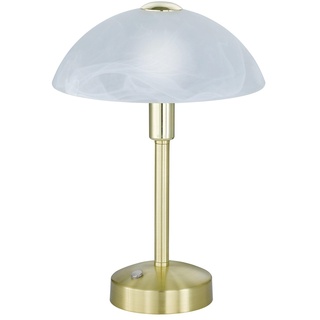 TRIO Leuchten LED-Tischlampe DONNA, Weiß - Messing - Glas - H 30 cm - dimmbar