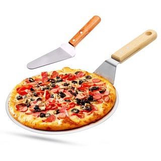 Erjiaen Pizzaschieber, Pizza-Pieheber aus Edelstahl mit Holzgriff zum Backen von hausgemachter Pizza und Brot, Kuchen und Keksen