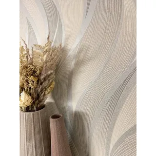 Newroom Vliestapete Faria Beige Tapete Streifentapete Wellen,Linien,Struktur, Beige Tapete Streifen Wellen - Wellenmuster Metallic Grau Modern 3D Optik Linien Struktur für Wohnzimmer Schlafzimmer Küche, Wellenmuster beige|braun