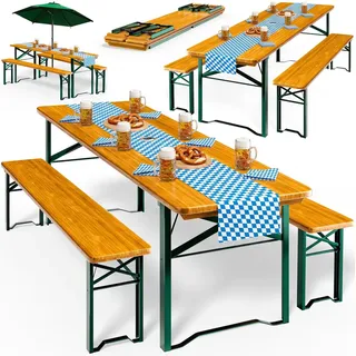 CASARIA CASARIA® 4er Set Bierzeltgarnitur 170cm Klappbar Stabil 3 Teilig 2x Bierbank 1x Tisch Holz