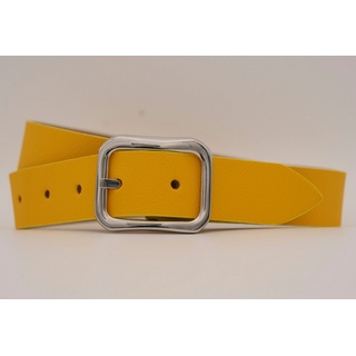 AnnaMatoni Ledergürtel mit silberner Schließe gelb 90