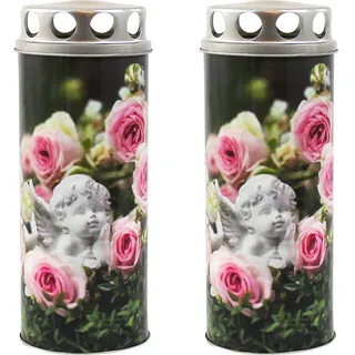 Gedenkkerze Paperlights mit Motiv "Engel mit Rosen" 2 Stück ca. (Ø x H) 65x160mm