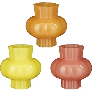 Mica Decorations Dekovase Mica Decorations Vase Glas Ø 16 x 16 cm - 3 fach gelb|rot