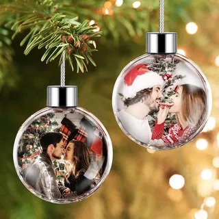 Bemaystar Personalisierte Weihnachtsbaumkugel mit Foto – Doppelseitig Bedrucktem Foto, Weihnachtskugeln Selbst Gestalten, Valentinstag, Weihnachtsdeko, Foto Geschenk