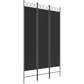 vidaXL 3-tlg. Paravent Schwarz 120x200 cm Stoff
