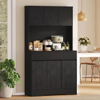 Homcom Küchenschrank Buffetschrank 100 x 38 x 180 cm Schwarz