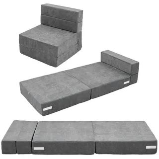 Klappmatratze 15,2 cm extra dicke klappbare Schlafsofa-Bodenmatratze für Kinder, Meulbaty, 15.2 cm hoch, dreifach klappbare Matratze, Kindersofa, Futon, Klappstuhlbett grau