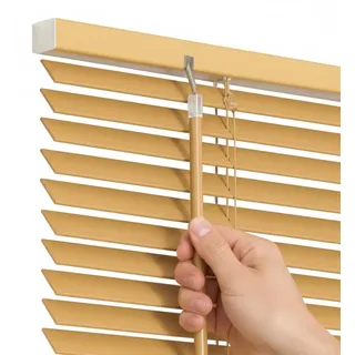 Naturholz Holzjalousie 80x140 cm Jalousie aus Holz 25 mm Fensterjalousie Innen Sonnenschutz Sichtschutz Horizontal Jalousie aus Linde - Beige