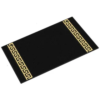 Belle Arti Badematte Badematte Badvorleger Duschmatte Badezimmerteppich Mäander rutschfest, rutschhemmend beschichtet, mit Noppen an der Unterseite, eingestickt, antirutsch, fußbodenheizunggeeignet, schnelltrocknend, weich, antiallergisch, Baumwolle, Badteppich Badgarnitur in schwarz weiss beige gold saugstark schwarz 50 cm x 90 cm