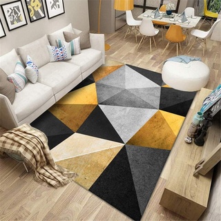 DJHWWD Teppich Bürostuhl Geeignet gelb Teppich Wohnzimmer gelb grau Dreieck Muster weichen Teppich Anti-Milbe Gaming Teppich 80X120CM Teppich Jugendzimmer Mädchen 2ft 7.5''X3ft 11.2''