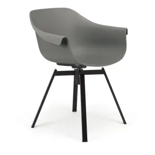 Niehoff Tulip Schalensessel drehbar Sitzschale grey, Gestell 4-Fuß schwarz