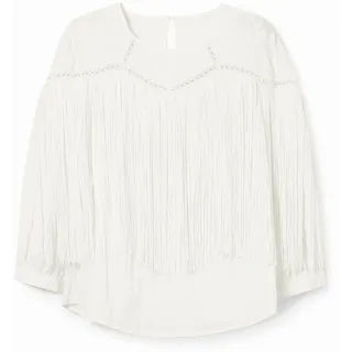 Bluse Stickerei Fransen, WHITE, S