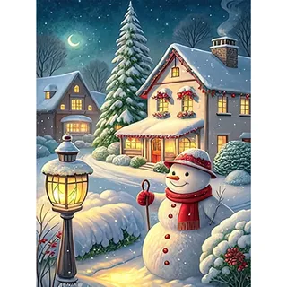 RICUVED Winter Schneemann Diamond Painting Erwachsene, 5D Weihnachten Diamant Painting Bilder Erwachsene, DIY Diamond Painting Bilder Diamant Malerei Set für Wanddekoration 30x40cm