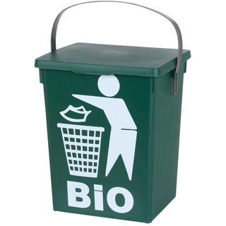 Bio-Abfalleimer BENTA, Grün - Kunststoff - 5 Liter - mit weißem Abfall-Logo