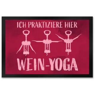 Fußmatte Ich praktiziere hier Wein-Yoga - Fußmatte mit Yoga-Korkenziehern, speecheese 50 cm x 75 cm