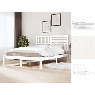 vidaXL Bettgestell Massivholzbett Weiß Kiefer 120x200 cm Bett Bettrahmen Bettgestell weiß