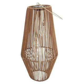 Formano Laterne Rattan 55 cm 3 LED Birnen Solar Dämmerungssensor braun