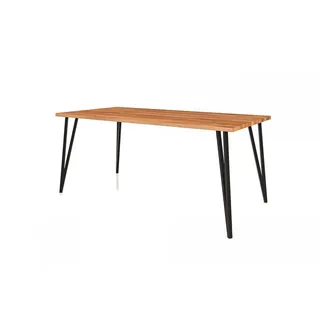 Natur24 Esstisch Esstisch Rolo Kernbuche massiv 80x180x76cm mit schwarzen Metallbeinen