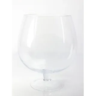 INNA-Glas Glas Kugelvase - Brandy Glas Liam mit Fuß, klar, 38cm, Ø 29cm - Glasvase, Glas weiß