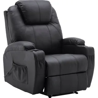MCombo Relaxsessel elektrisch Kunstleder 92 x 109 x 92 cm Schwarz mit Massage- und Heizfunktion