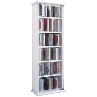 VCM CD-Regal Classic 31 x 18 x 92 cm Weiß