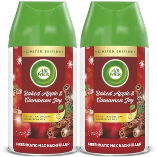Air Wick Freshmatic Max Raumspray – Nachfüller für den Air Wick Freshmatic Max – Duft:Baked Apple & Cinnamon Joy – 2 x 250 ml Nachfüller