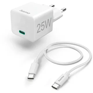Hama Schnellladegerät mit Ladekabel USB-C Mini-Ladegerät PD 25W 1.5m weiß (201624)