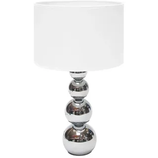 Nachttischleuchte Touchdimmer Tischlampe chrom Wohnzimmerlampe Leselampe, Metall Textil weiß, 1x E14, DxH 25 x 43 cm