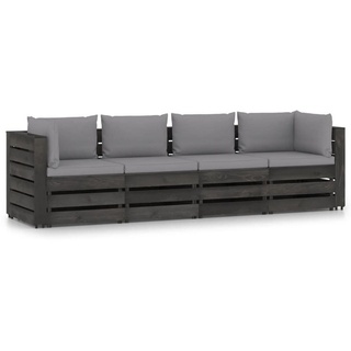 vidaXL Gartenlounge-Set 4-Sitzer-Gartensofa mit Kissen Grau Imprägniertes Holz grau