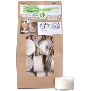 Wenzel Teelichter Duftkerze – 18 Duftteelichter Lemongrass Duft - 7 h Brenndauer - 100% Naturwachs, Palmölfrei, Ohne Alu – Raumduft & Deko-Kerzen für Zuhause, Bar, Restaurant, Outdoor, Events