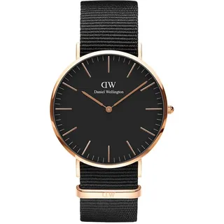 Daniel Wellington Classic Cornwall, Schwarz/Roségold Uhr, 40mm, NATO, für Herren