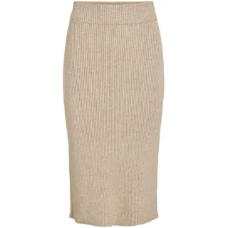 Vila Damen Viril Pencil Hw Knit Skirt - Noos Rock, Natural MelangeXXL - XXL