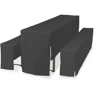 TexDeko Hussen für Bierzeltgarnitur 3TLG Set Premium PRO Blickdicht Biertischhussen 220cm (Tischbreite: 50cm, Anthrazit)