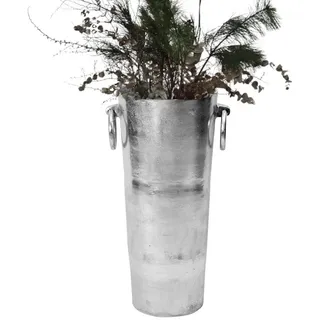 baario Bodenvase Bodenvase MALO 70cm hoch, XXL silber Aluminium Dekovase groß Design silberfarben
