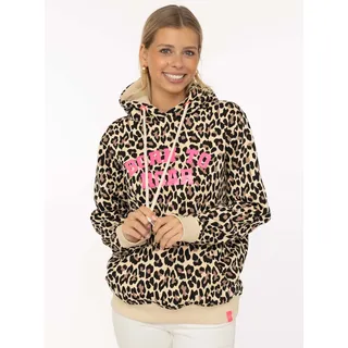Zwillingsherz Hoodie Leo Muster Beige S/M