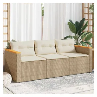vidaXL Gartensofa 3-Sitzer Loungesofa beige