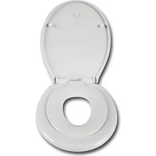 Woltu Kinder Familien WC Deckel mit integriertem Kindersitz, abnehmbar, Weiß - Weiß