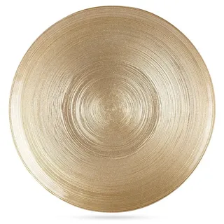 flacher Teller Speiseteller Teller Essteller flach groß aus Glas Gold 28 cm