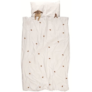 Snurk Furry Friends Bettbezug mit Tiermotiv, Perkal, weiß/Mehrfarbig, für Einzelbett, 220 x 140 x 0,4 cm