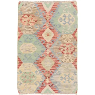 Nain Trading Orientteppich Kelim Afghan 77x118 Handgewebter Orientteppich, rechteckig, Höhe: 5 mm beige