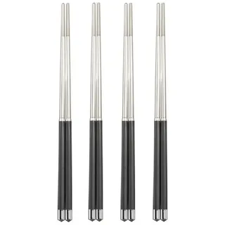 BAYLI Pizzaschneider 4 Paar Chinesische Essstäbchen Set aus Edelstahl, edle Sushi Stäbchen