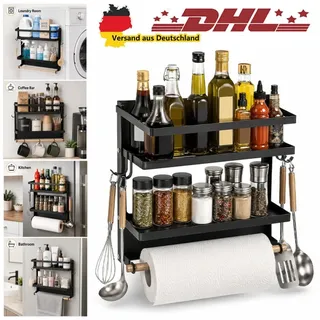 Küchengewürzregal Faltbares magnetisches Gewürzregal den Kühlschrank + 4 Haken